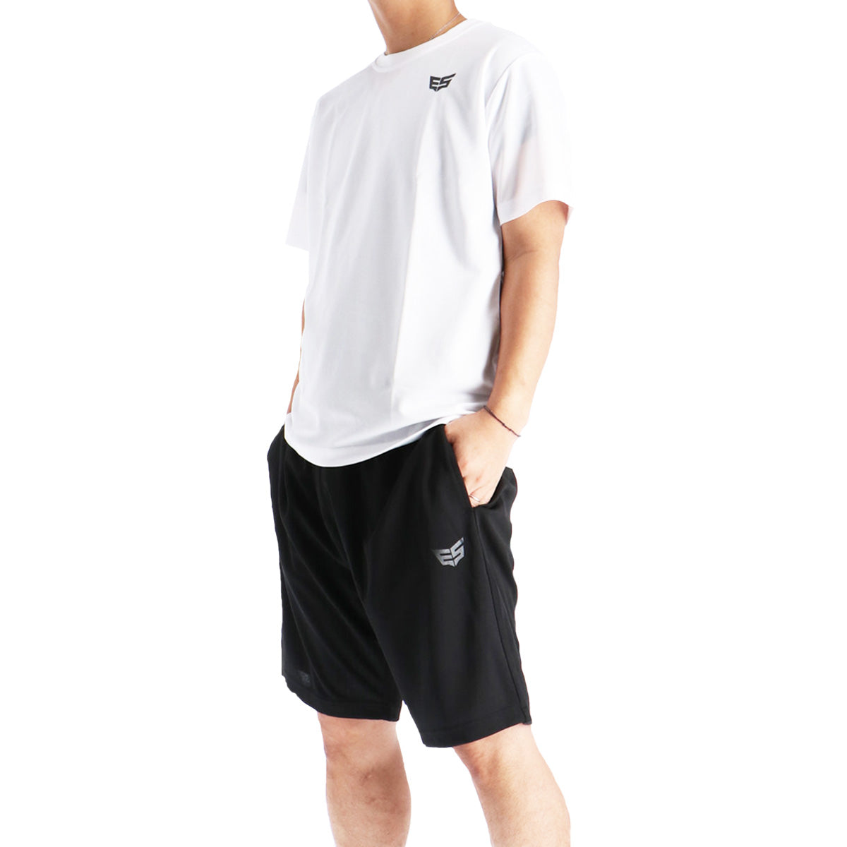 エスラッド Tシャツ ハーフパンツ 上下 メンズ ドライ WING DRY ブラック ネイビー レッド ブルー ホワイト ESM550