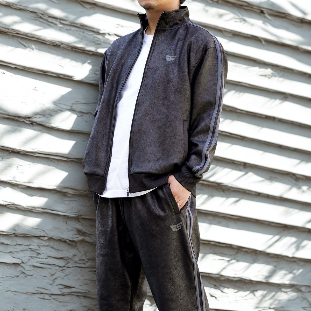 エスラッド ジャージ 上下 メンズ レザー DESIGN ブラック ESM163