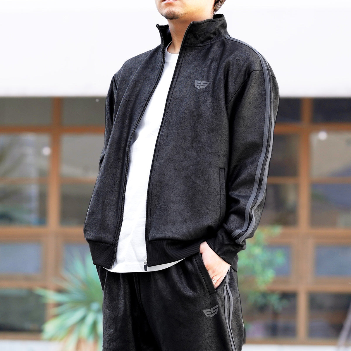 エスラッド ジャージ 上下 メンズ レザー DESIGN ブラック ESM163