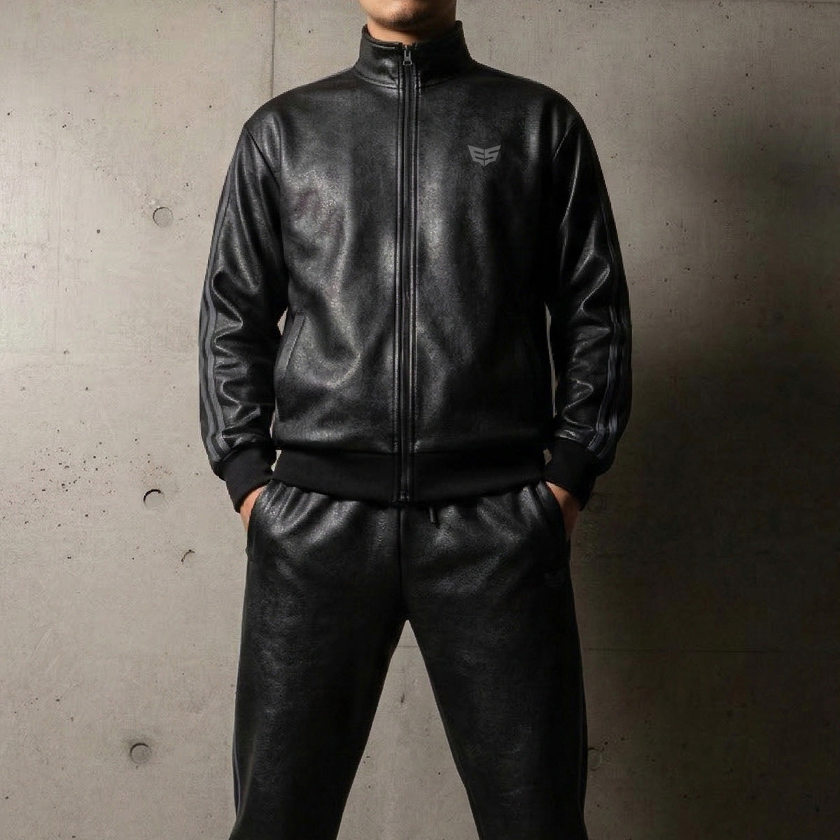 エスラッド ジャージ 上下 メンズ レザー DESIGN ブラック ESM163