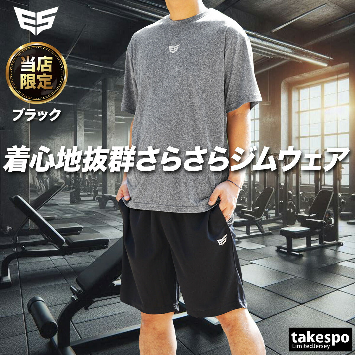 タケスポ限定 エスラッド メンズ Tシャツ ハーフパンツ上下 半袖グラフィック ESLAD アパレル 上下 ESM541