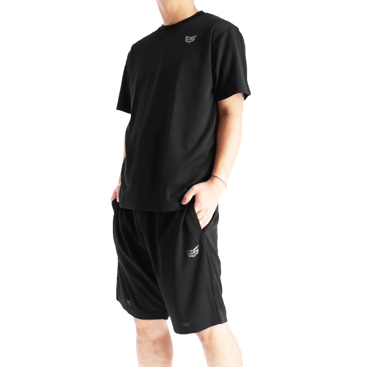 エスラッド Tシャツ ハーフパンツ 上下 メンズ ドライ WING DRY ブラック ネイビー レッド ブルー ホワイト ESM550